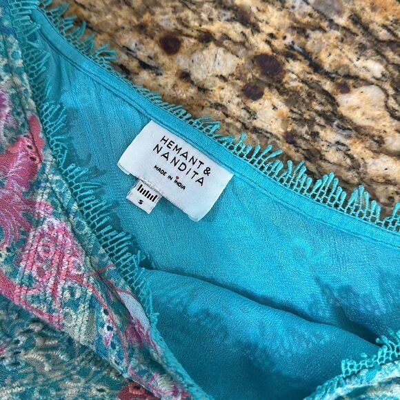 HEMANT & NANDITA Kefi One Shoulder Mini Dress in
Cyan Size S - Picture 8 of 13